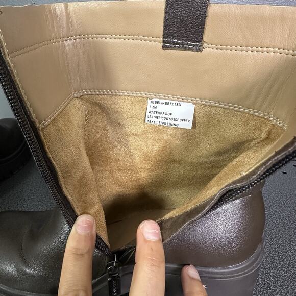 Blondo Rebel Leather Waterproof Boots Womens Size 7.5 Chunky Brown Biker Grunge - Picture 6 of 8